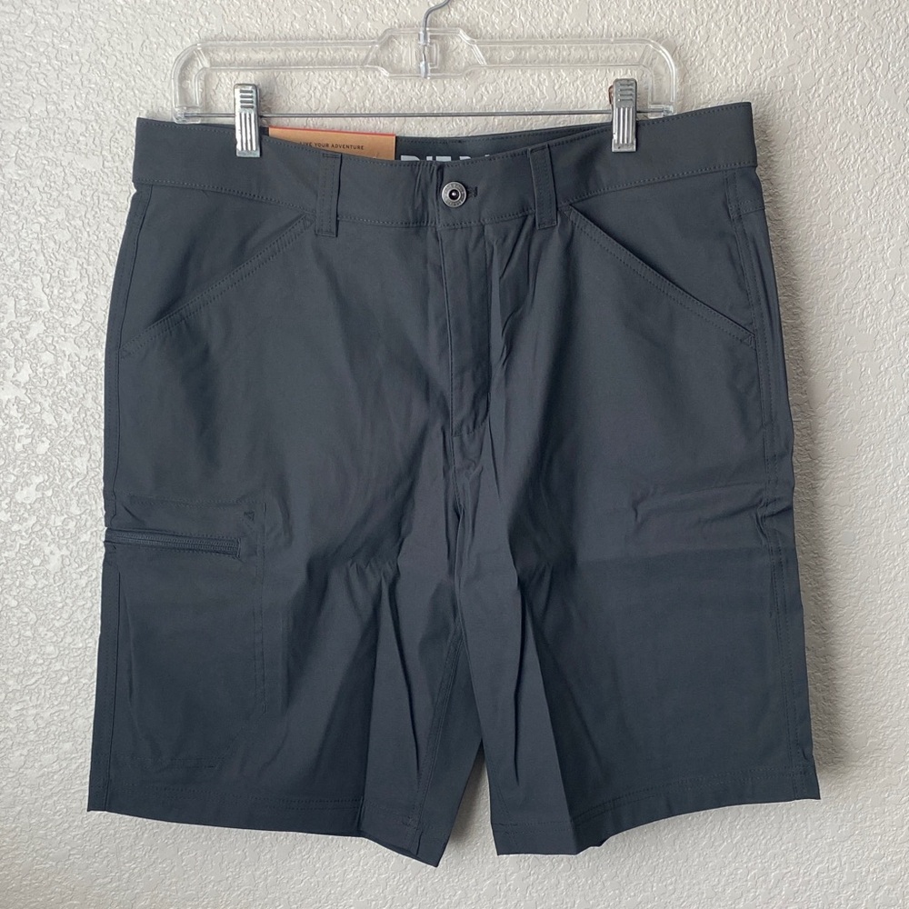 EDDIE BAUER Mens Rainier Tech Short BLACK 34 Stretch Nylon 10" Inseam Zip Pocket - Picture 2 of 11